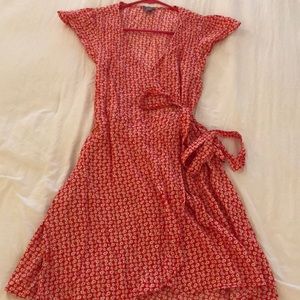 Aerie Red Floral Wrap Dress